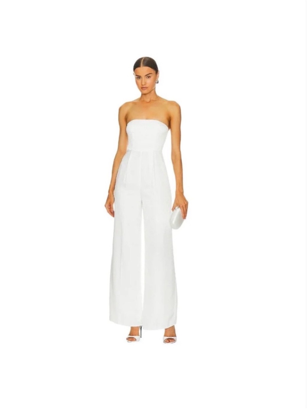 Lovers + Friends White Strapless Wide-Leg Jumpsuit